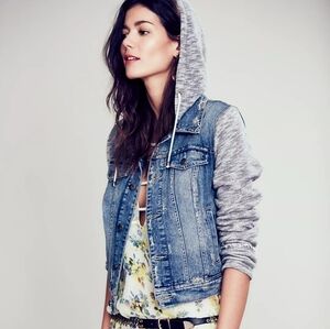 Free People Hooded Denim Jacket XS